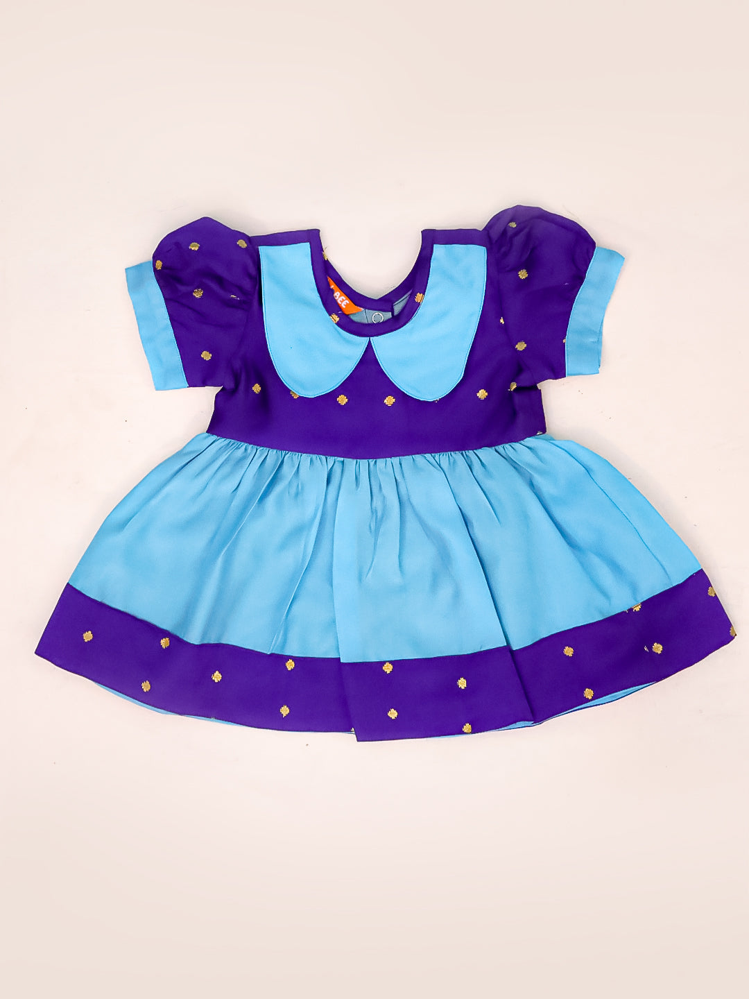 BownBee Festive Half Sleeves Collared  Dress With  Hairband For Infant Girls - Purple