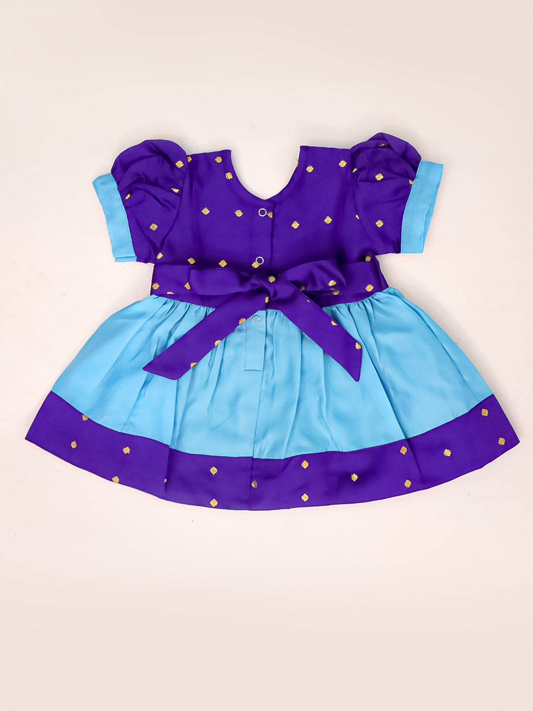 BownBee Festive Half Sleeves Collared  Dress With  Hairband For Infant Girls - Purple