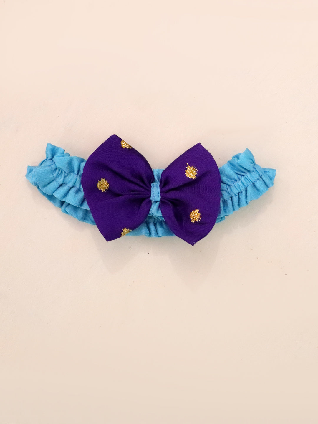 BownBee Festive Half Sleeves Collared  Dress With  Hairband For Infant Girls - Purple