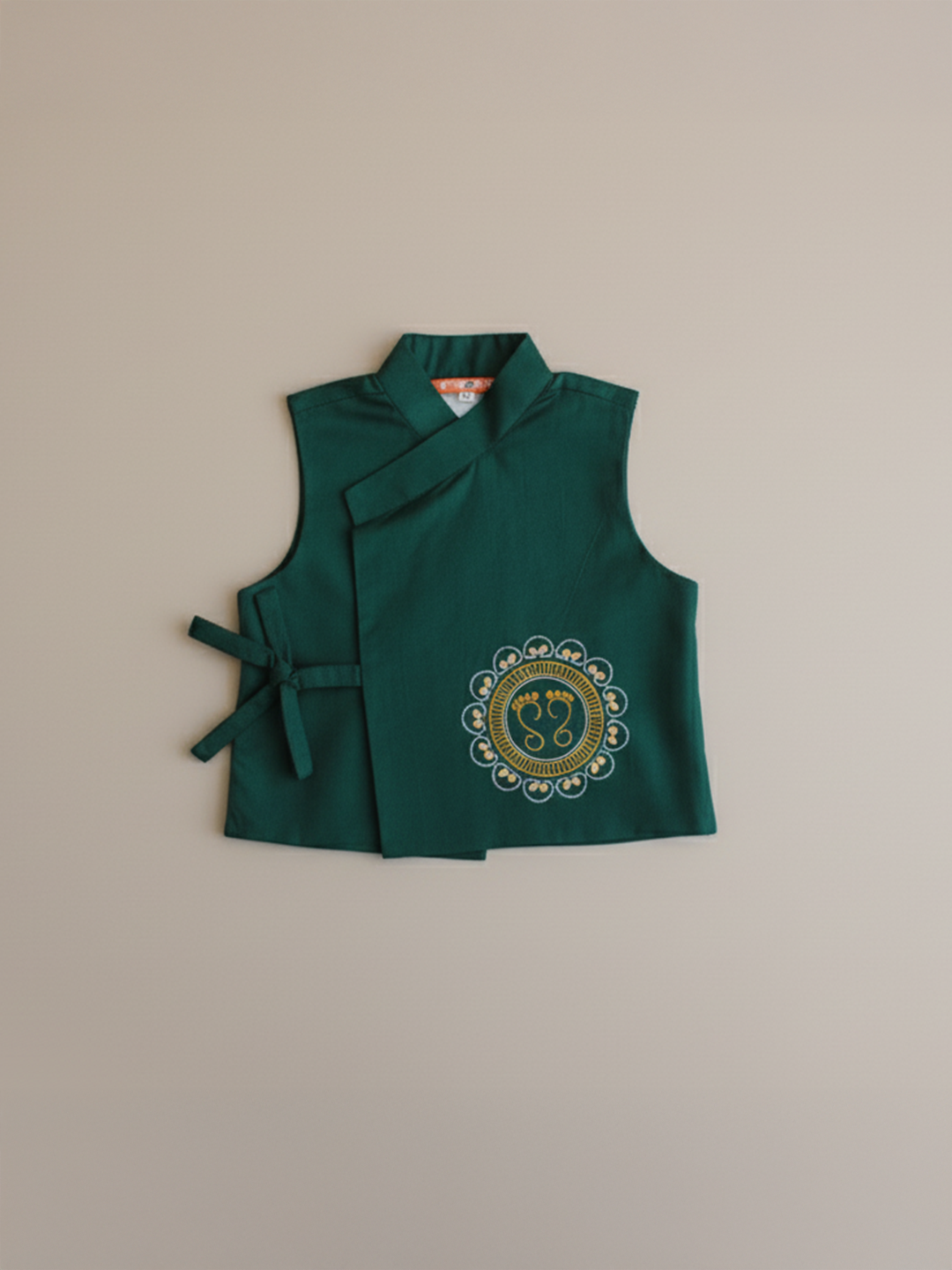 BownBee Pure Cotton Embroidered  Kurta Pajama With Jacket Set For Boys -Green