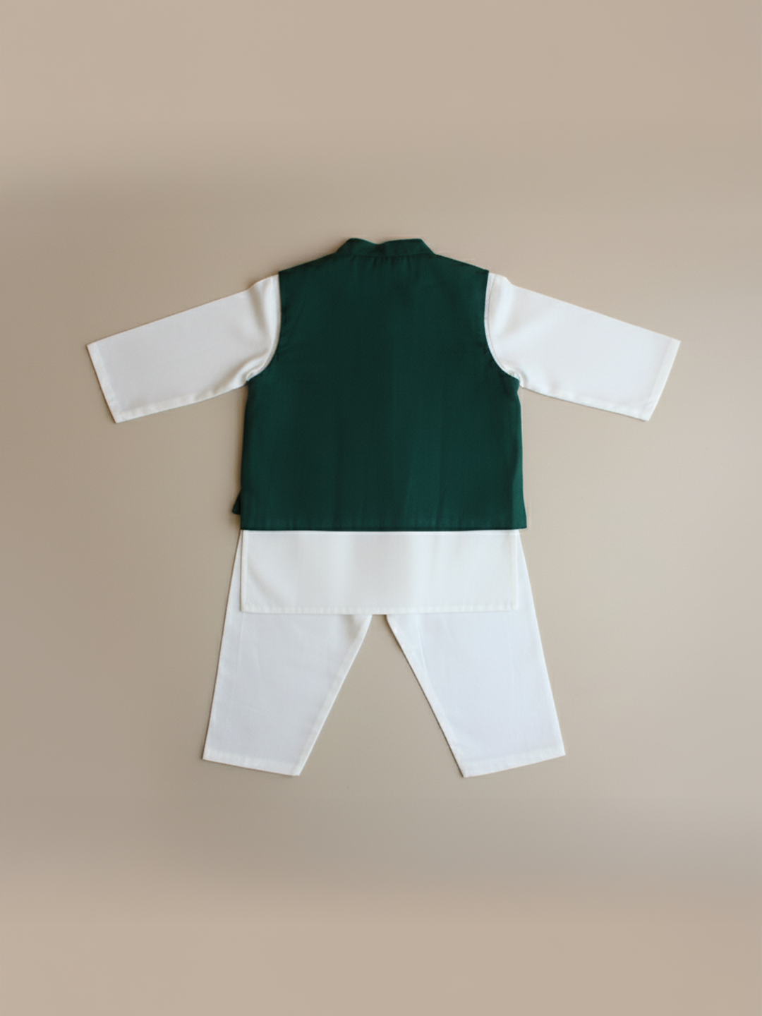 BownBee Pure Cotton Embroidered  Kurta Pajama With Jacket Set For Boys -Green