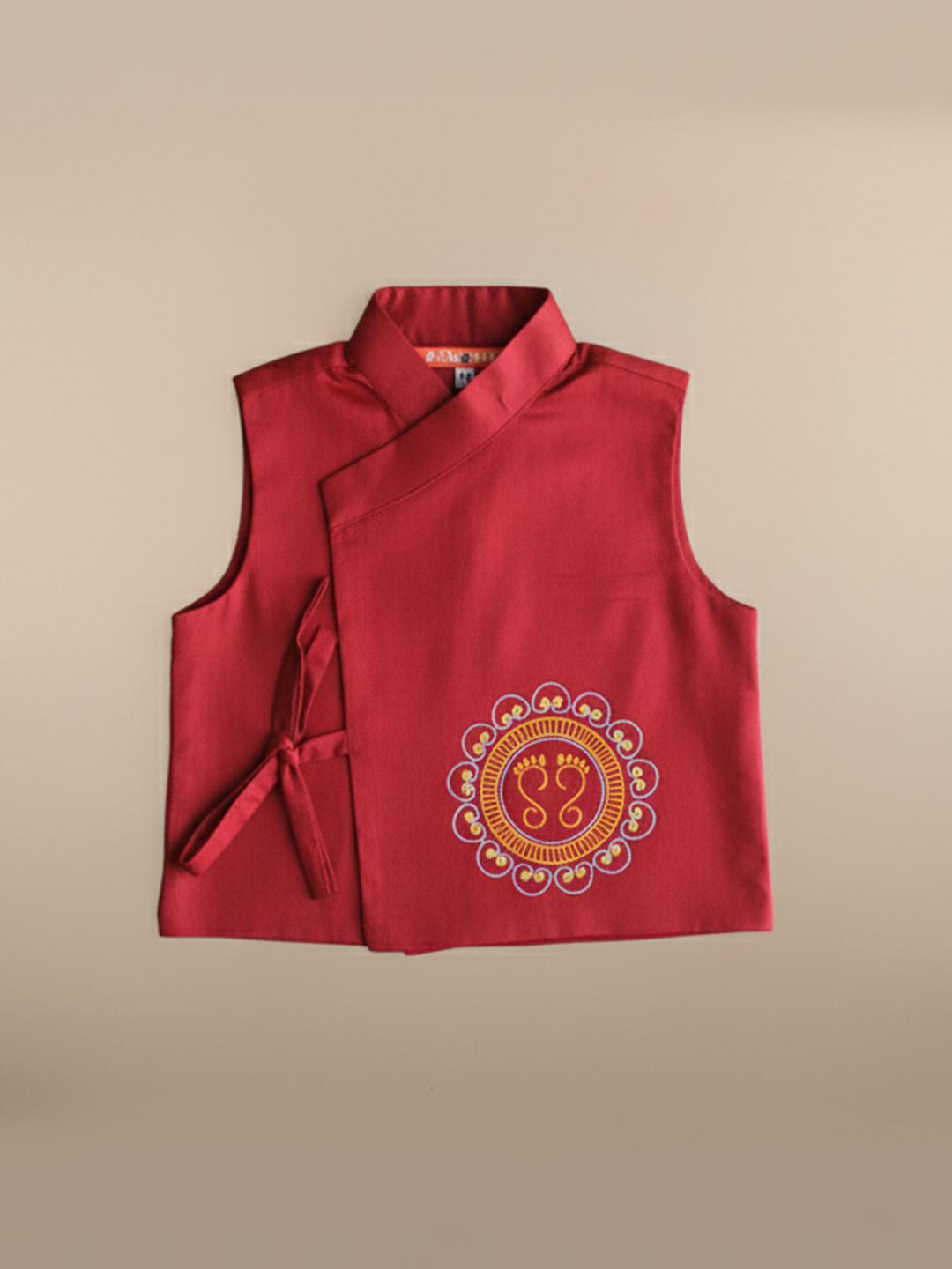 BownBee Pure Cotton Embroidered  Kurta Pajama With Jacket Set For Boys - Maroon