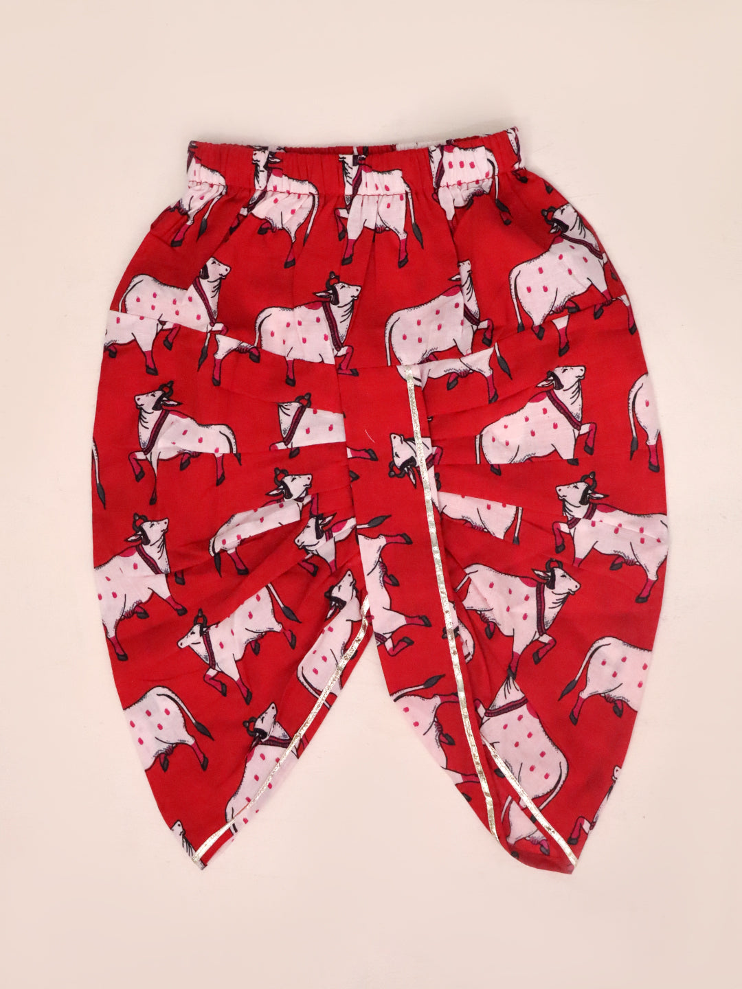 BownBee Pure Cotton Printed Dhoti Kurta With Jacket Set For Boys -Red