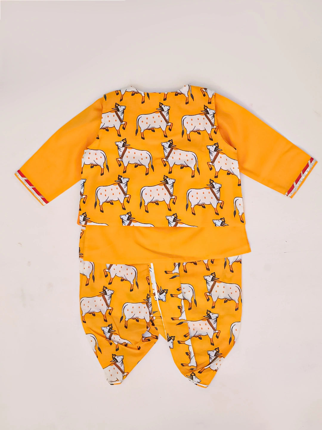 BownBee Pure Cotton Printed Dhoti Kurta With Jacket Set For Boys