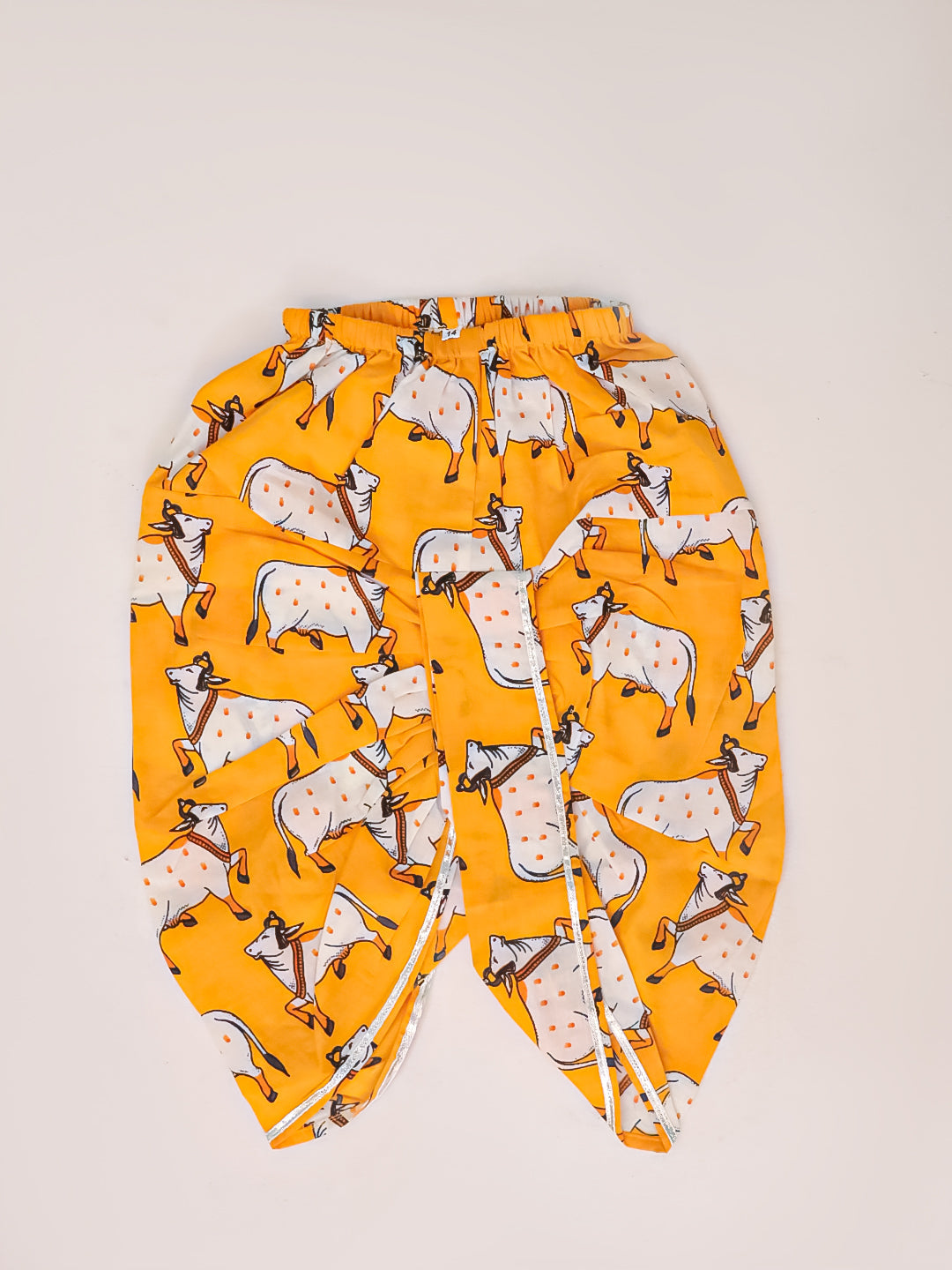 BownBee Pure Cotton Printed Dhoti Kurta With Jacket Set For Boys - Yellow