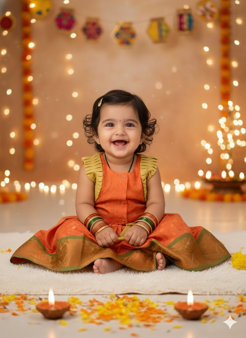 BownBee Sleeveless Silk Lehenga Choli Set For Infant Girls