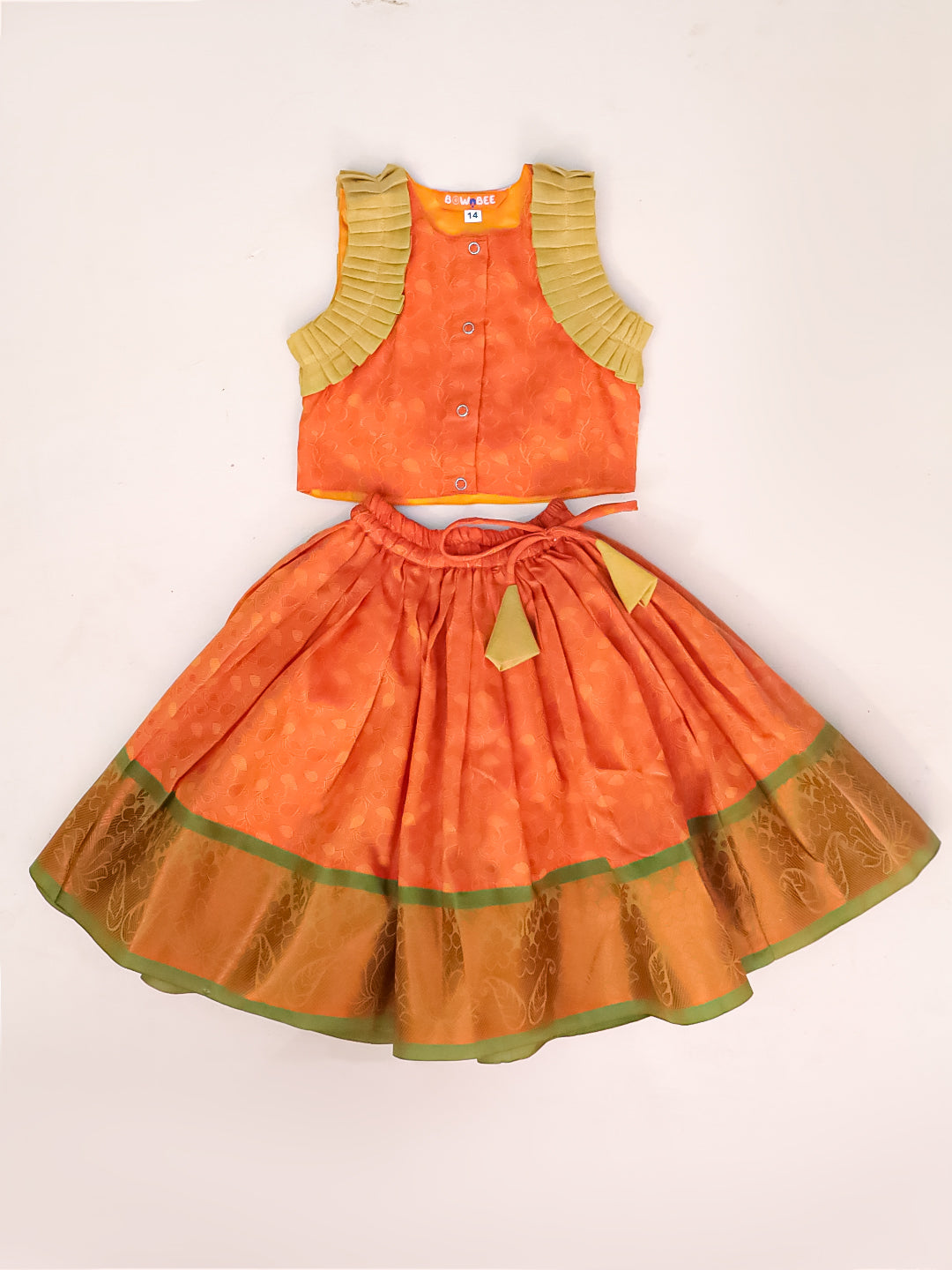 BownBee Sleeveless Silk Lehenga Choli Set For Infant Girls