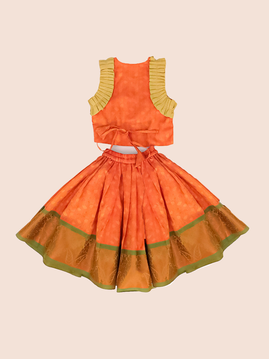 BownBee Sleeveless Silk Lehenga Choli Set For Infant Girls