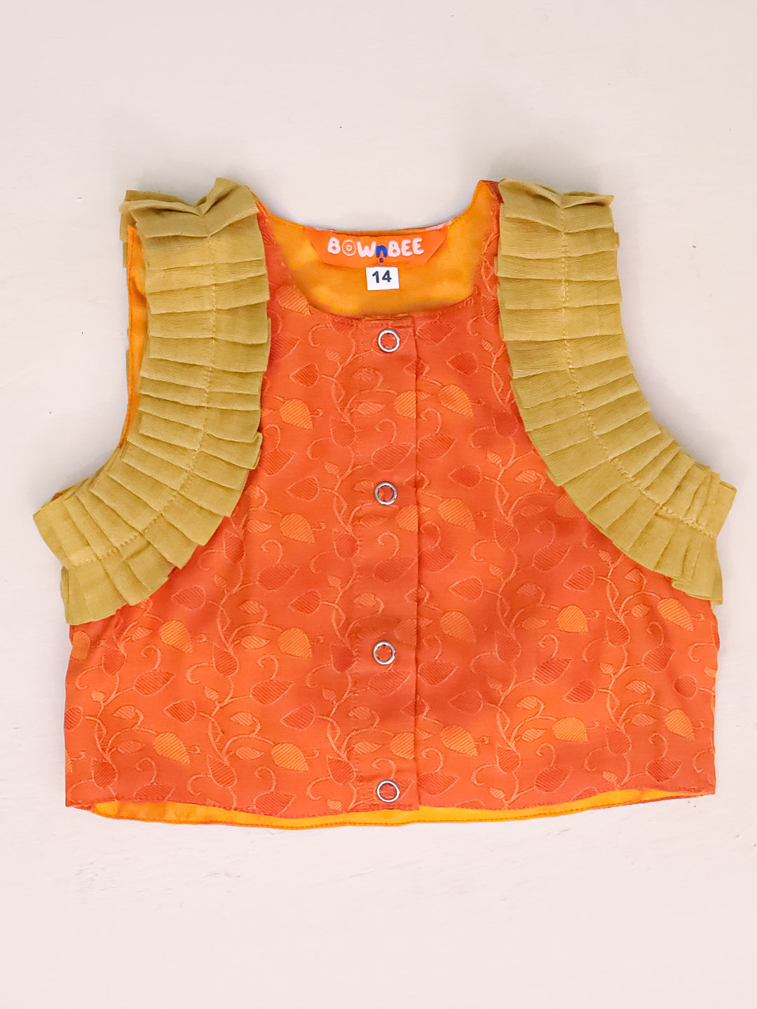 BownBee Sleeveless Silk Lehenga Choli Set For Infant Girls