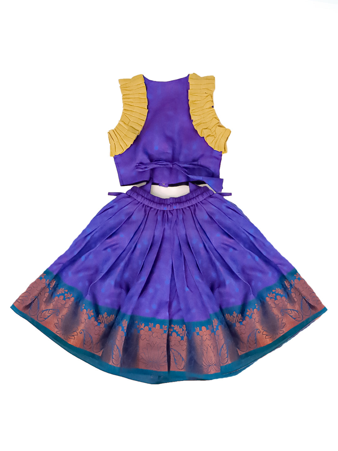BownBee Sleeveless Silk Lehenga Choli Set For Infant Girls