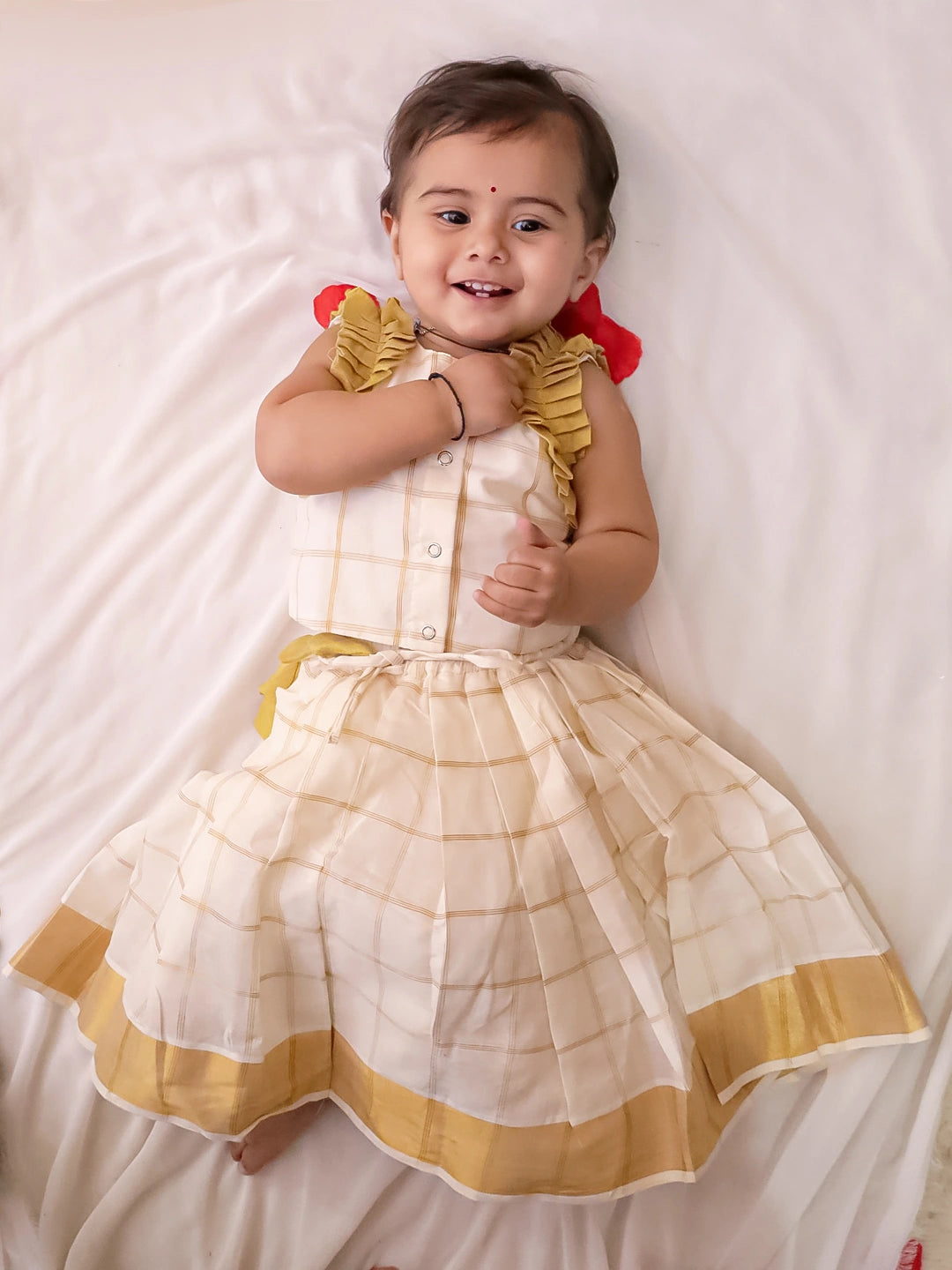 BownBee Sleeveless Pure Cotton Lehenga Choli Set For Girls