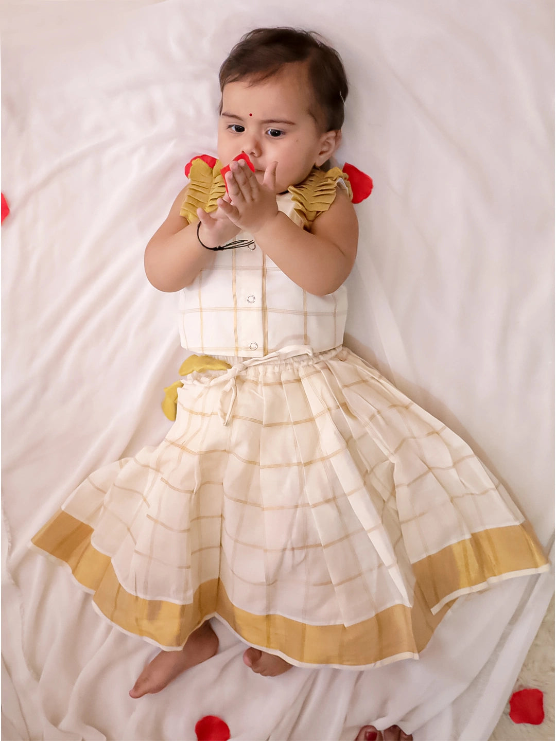 BownBee Sleeveless Pure Cotton Lehenga Choli Set For Girls