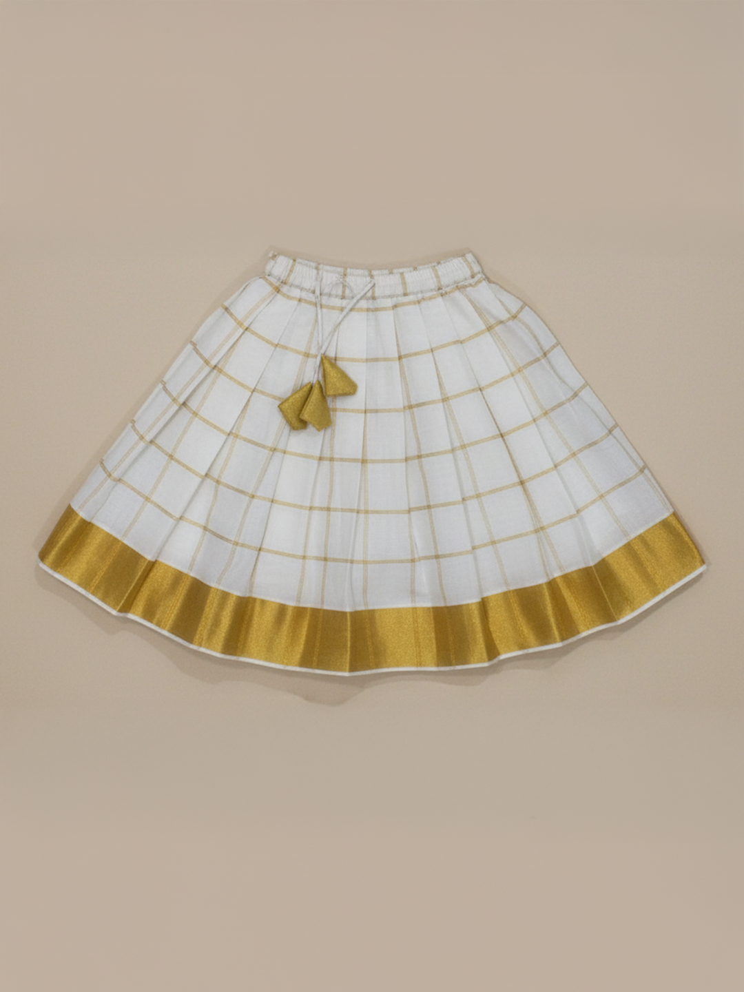 BownBee Sleeveless Pure Cotton Lehenga Choli Set For Girls  - Off White