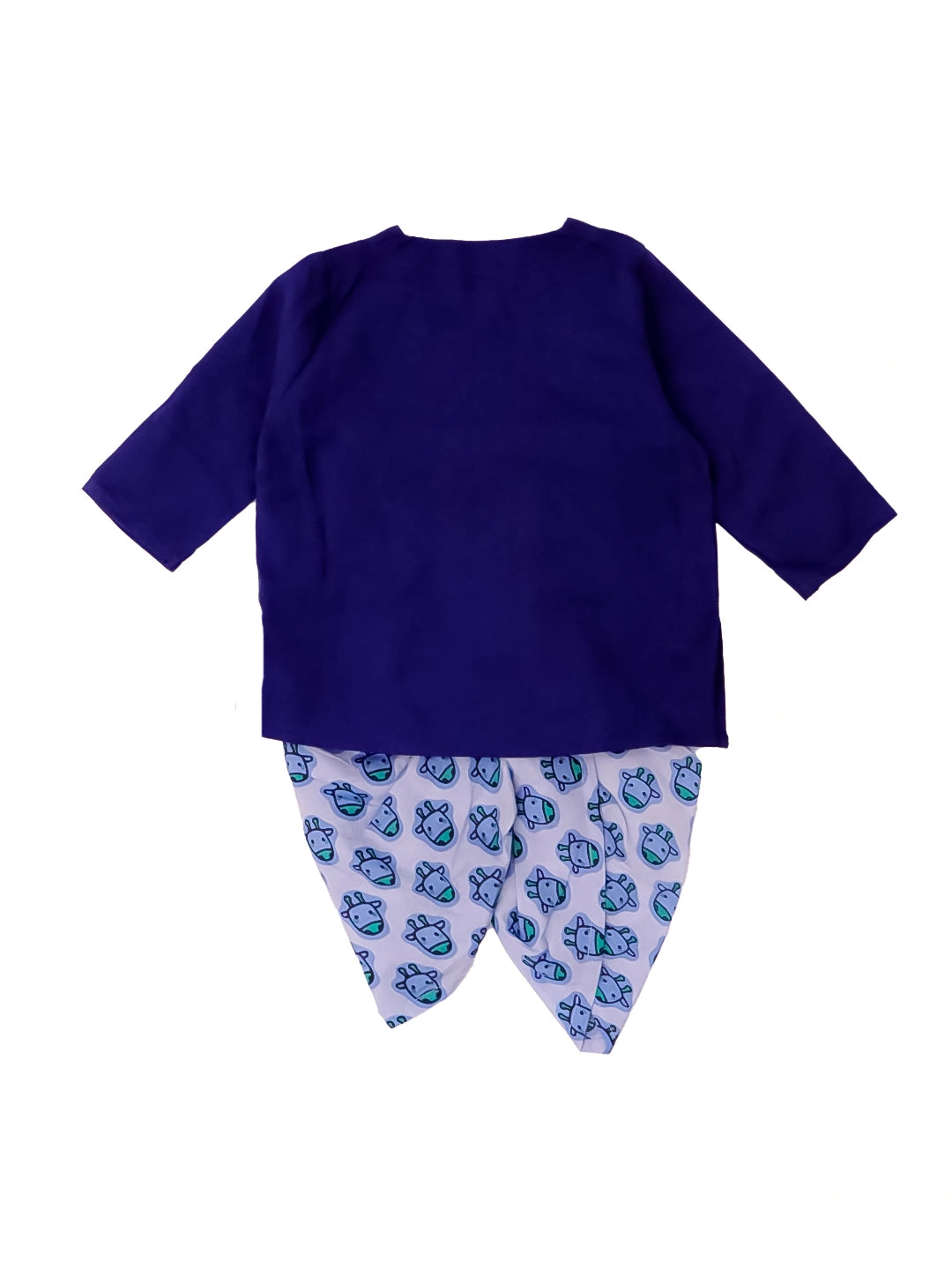 BownBee Pure Cotton Embroidered Giraf Dhoti Kurta For Infant Boys