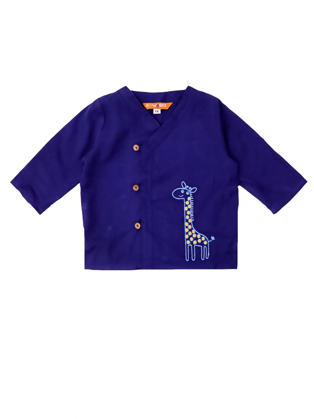 BownBee Pure Cotton Embroidered Giraf Dhoti Kurta For Infant Boys