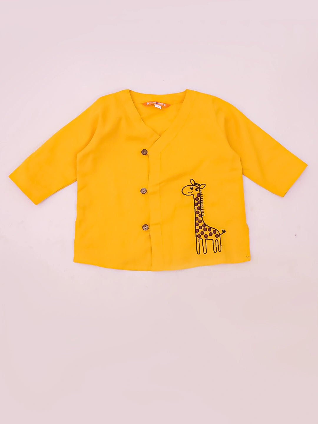 BownBee Pure Cotton Embroidered Giraf Dhoti Kurta For Infant Boys