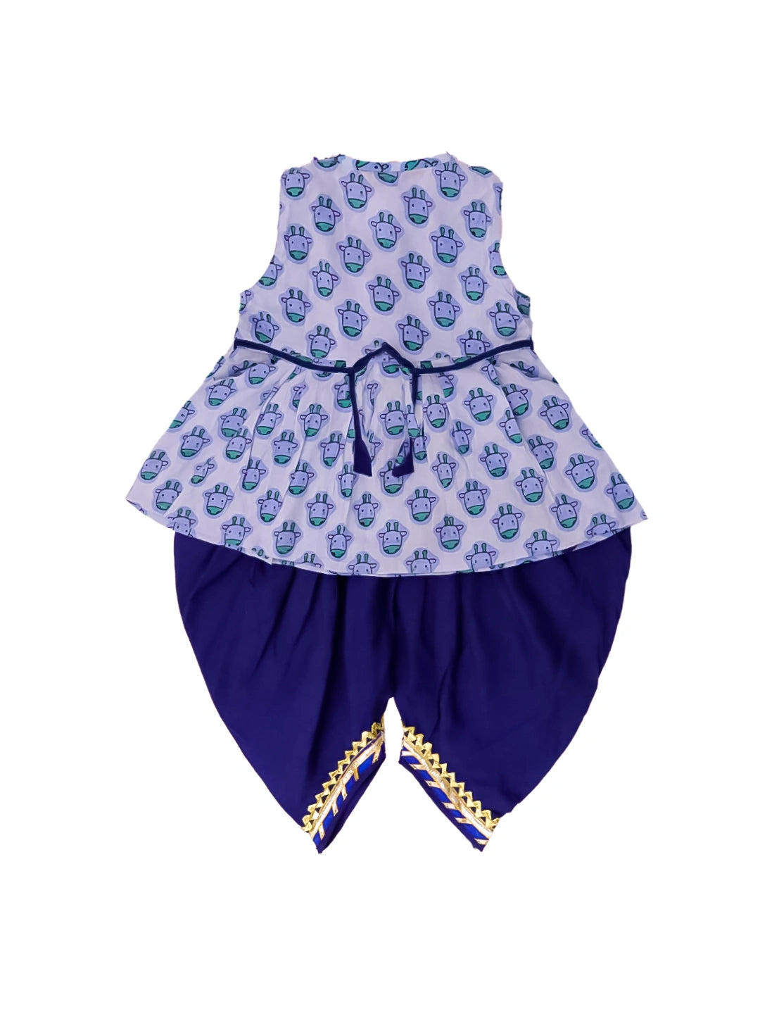 BownBee Pure Cotton Printed Kurti With Dhoti For Girls