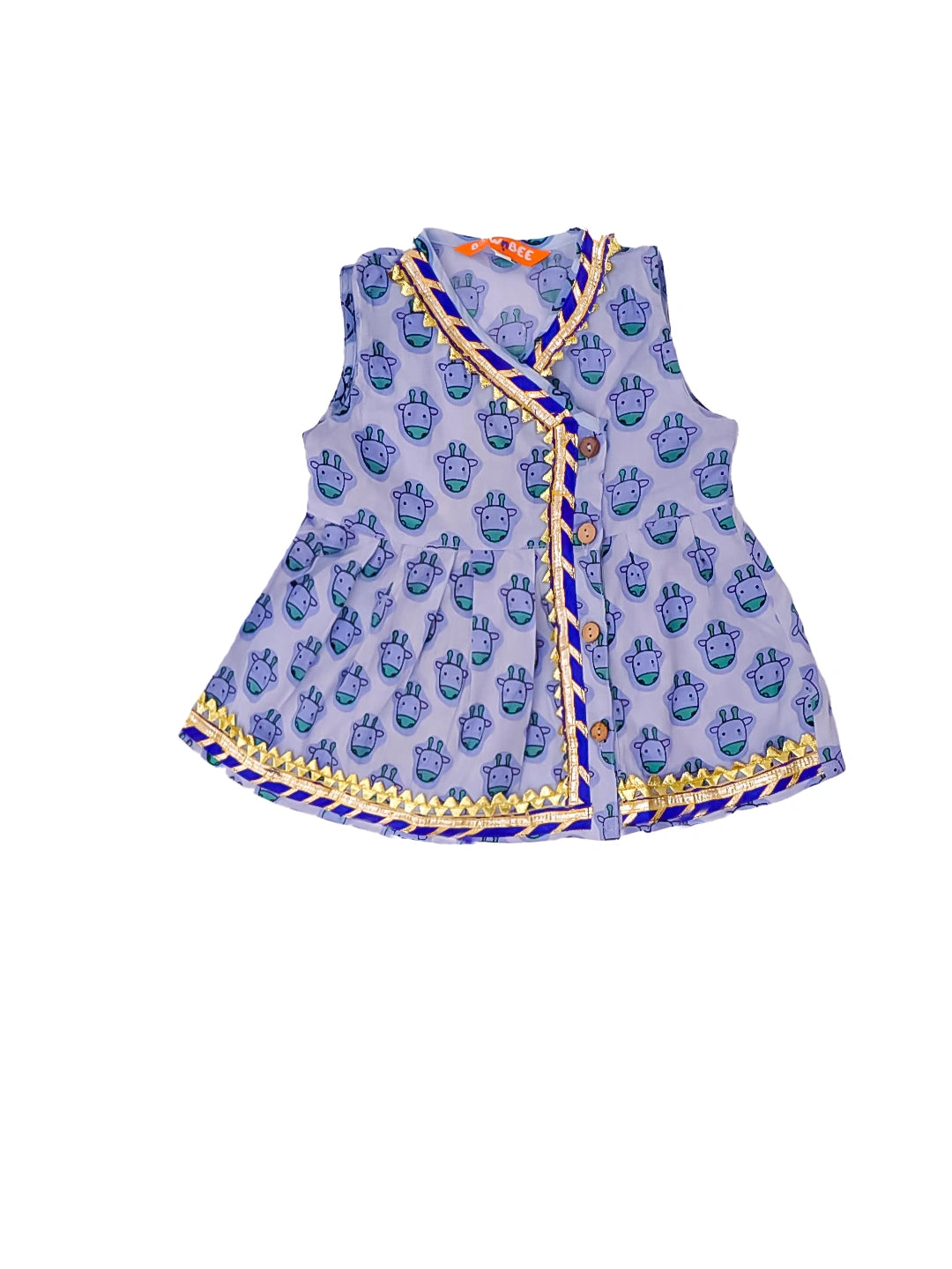 BownBee Pure Cotton Printed Kurti With Dhoti For Girls