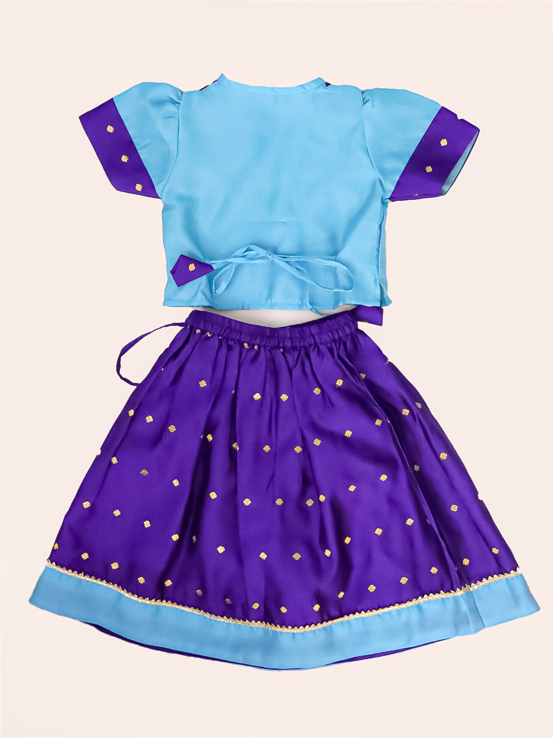 BownBee Festive Puff Sleeves Silk Lehenga Choli For Infant Girls