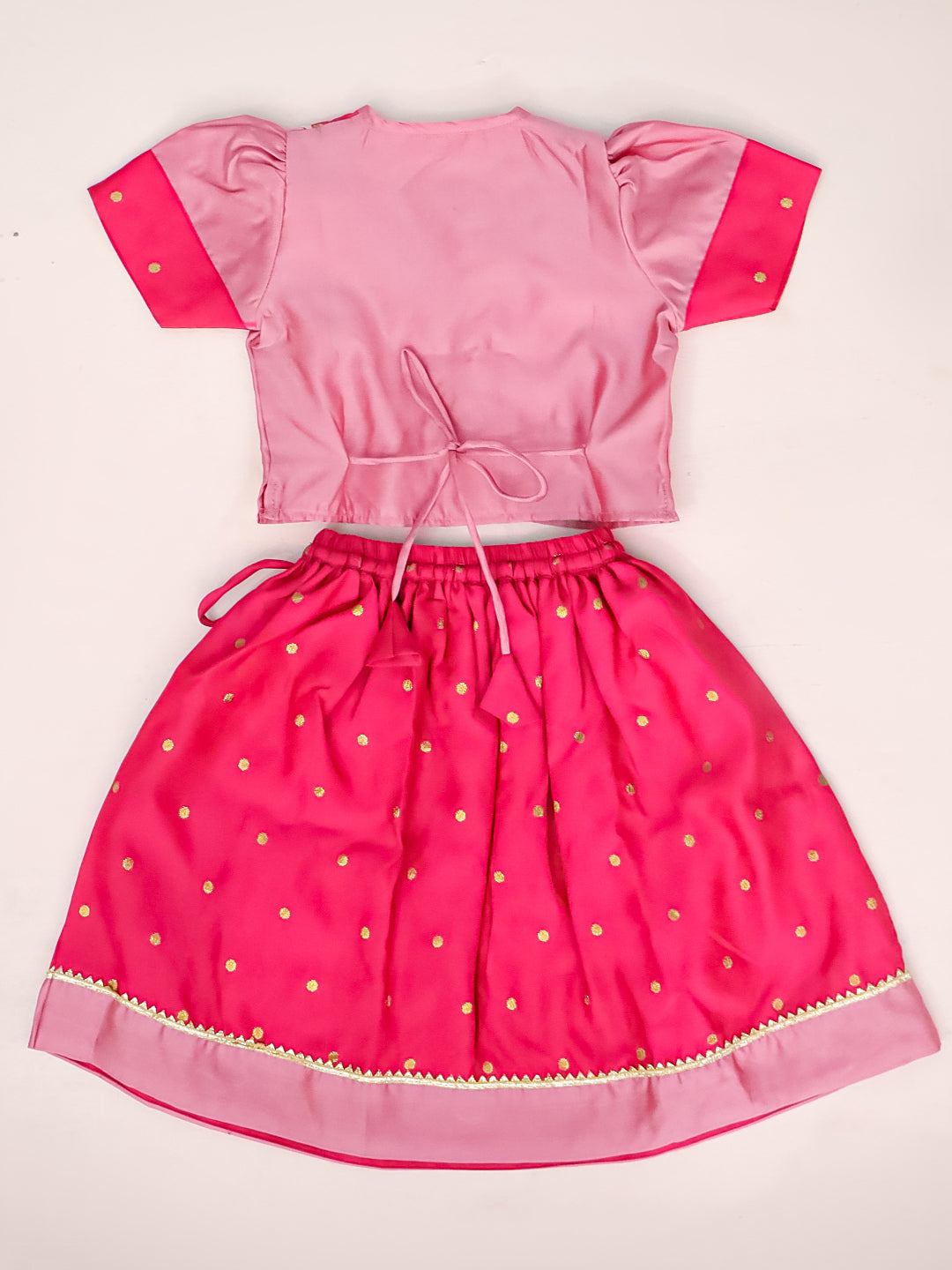 BownBee Festive Puff Sleeves Silk Lehenga Choli For Infant Girls