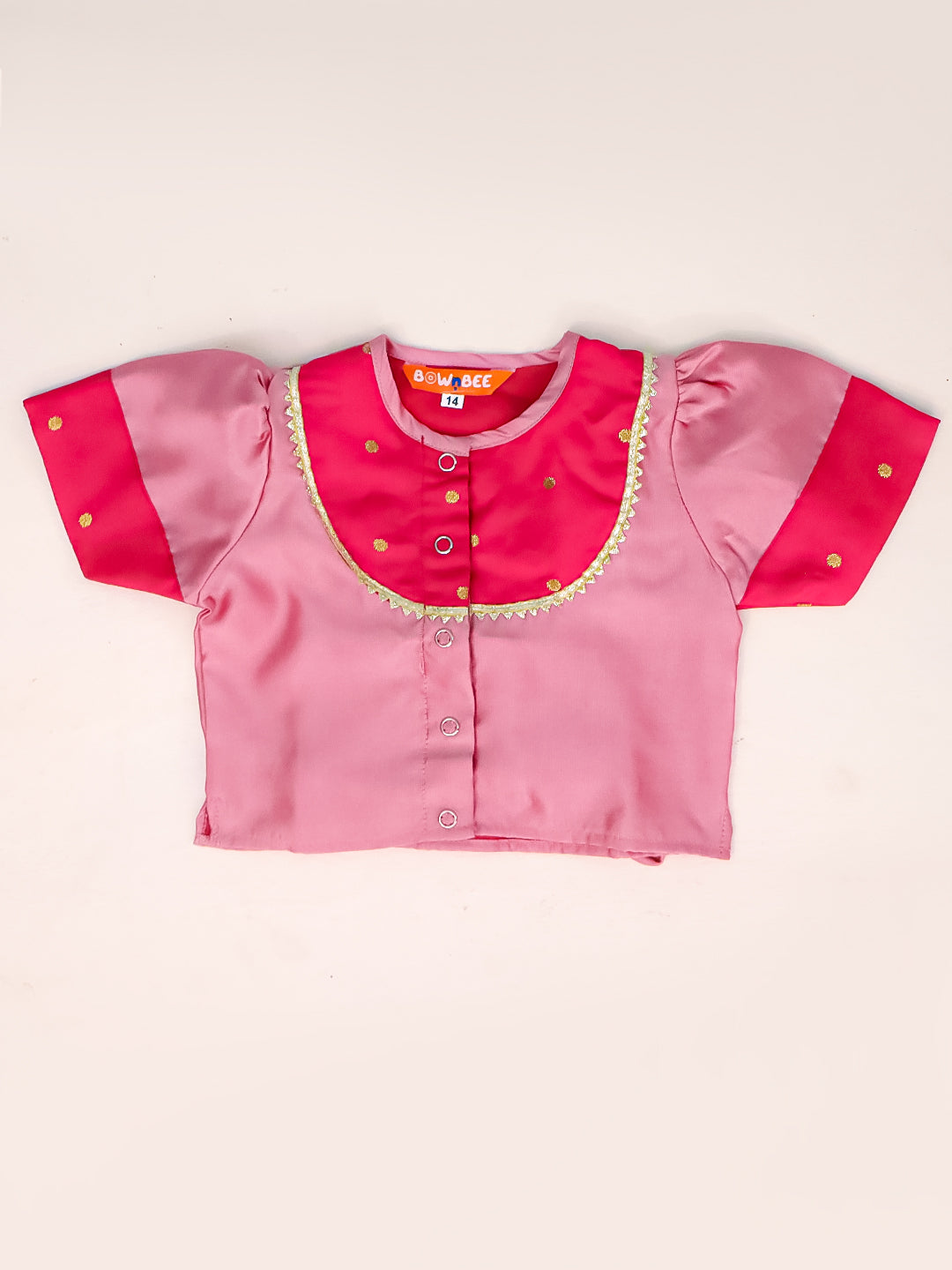 BownBee Festive Puff Sleeves Silk Lehenga Choli For Infant Girls