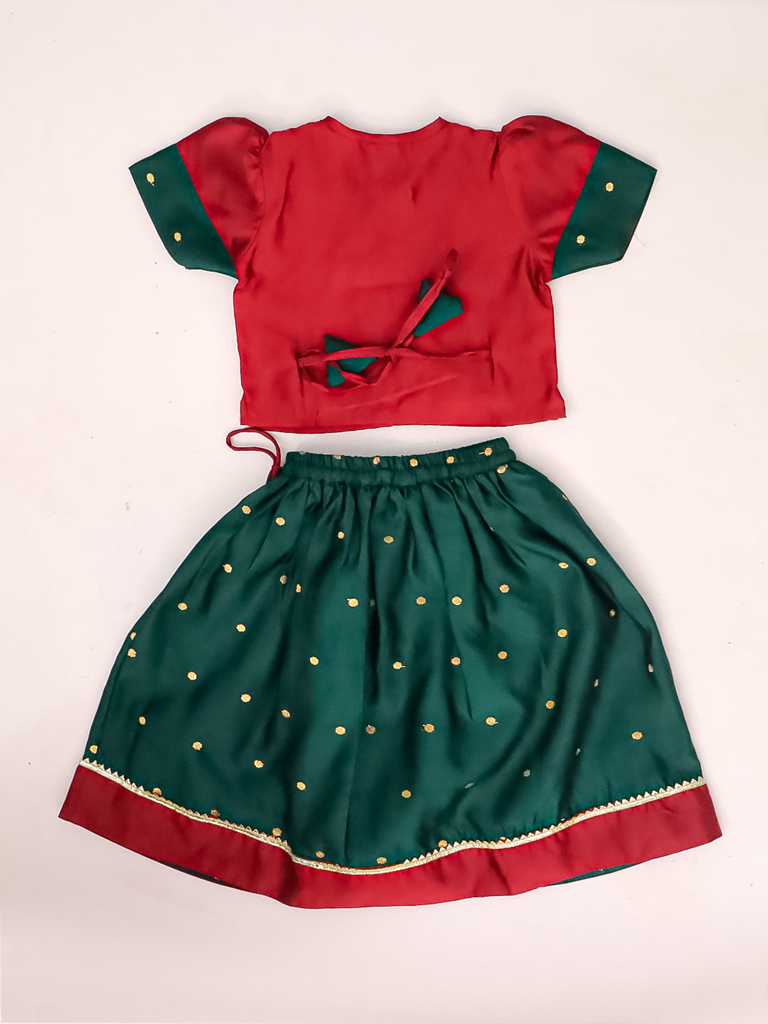BownBee Festive Puff Sleeves Silk Lehenga Choli For Infant Girls
