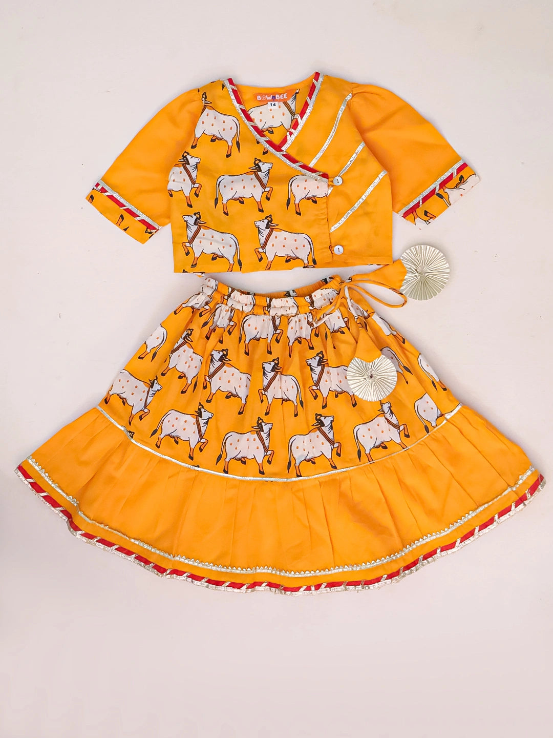BownBee Pure Cotton Pichwai Print Lehenga Choli Set For Infant Girls