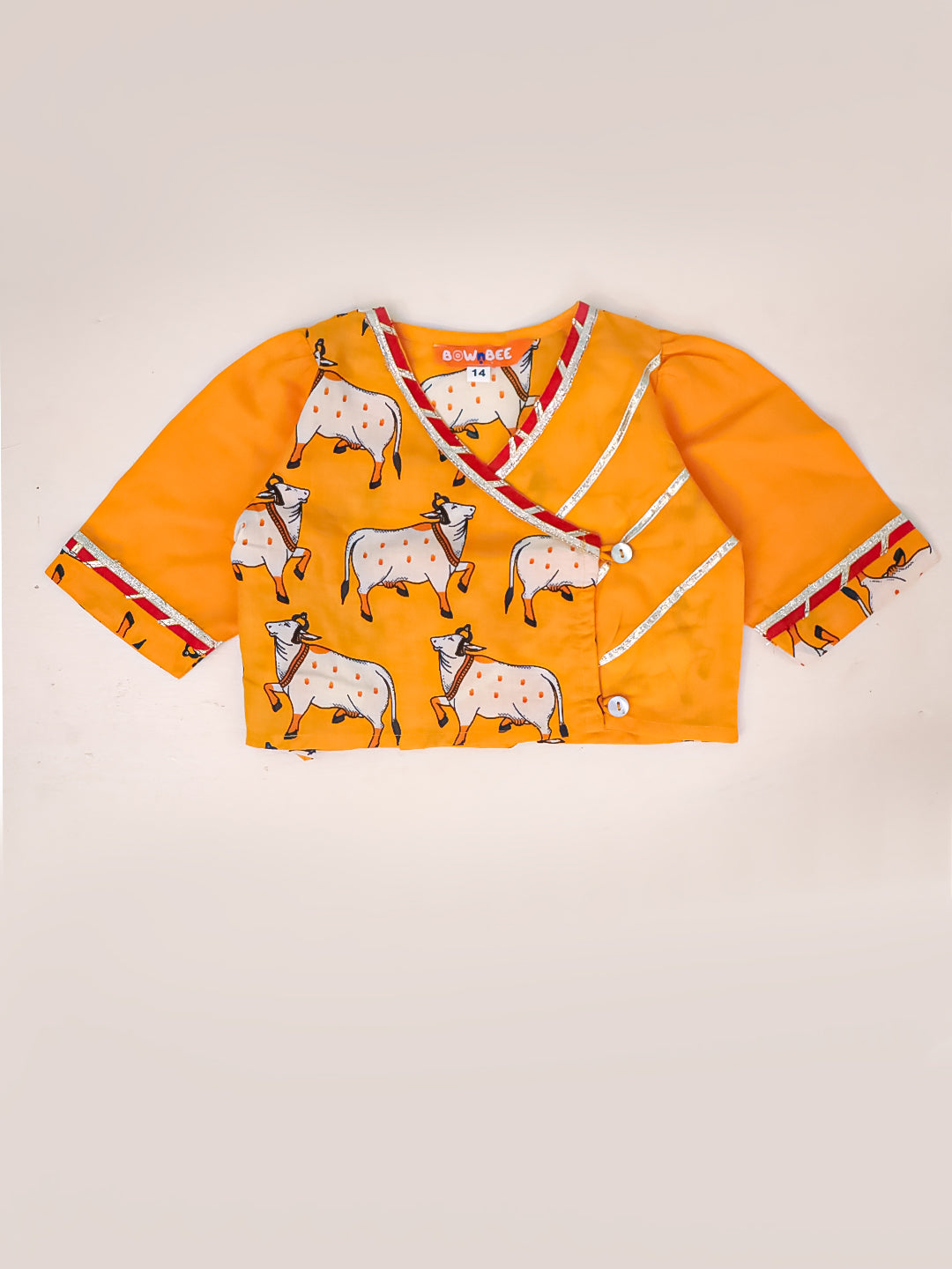 BownBee Pure Cotton Pichwai Print Lehenga Choli Set For Infant Girls - Red