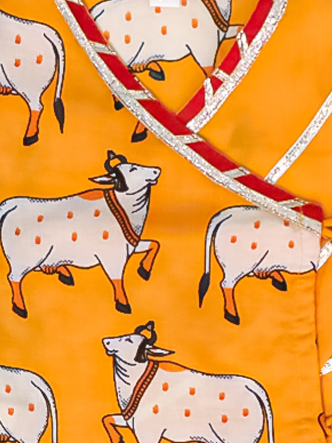 BownBee Pure Cotton Pichwai Print Lehenga Choli Set For Infant Girls - Red