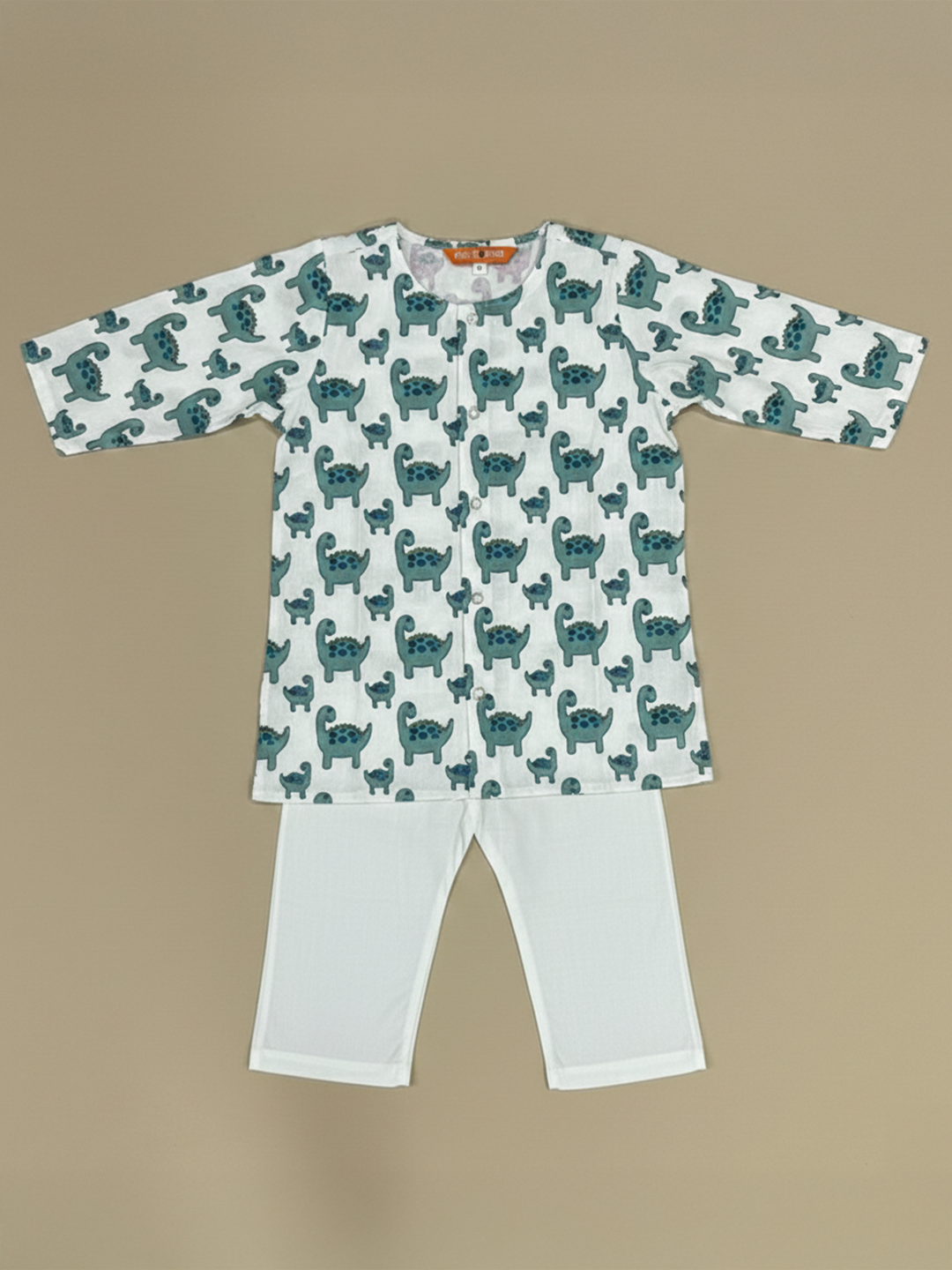 BownBee Fullsleeves Quirky Print  Kurta Pyjama For Infant Boy - Green