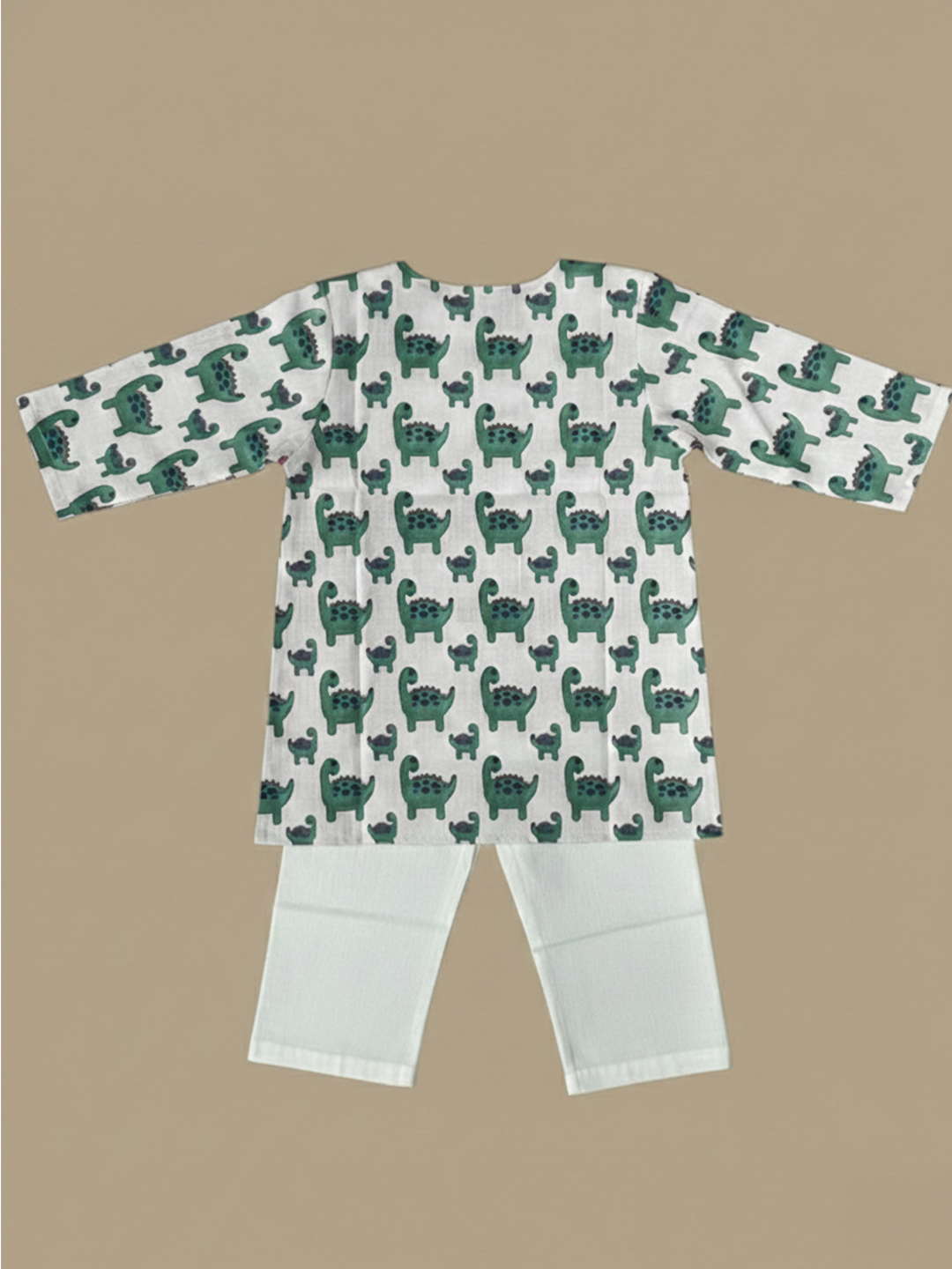 BownBee Fullsleeves Quirky Print  Kurta Pyjama For Infant Boy - Green