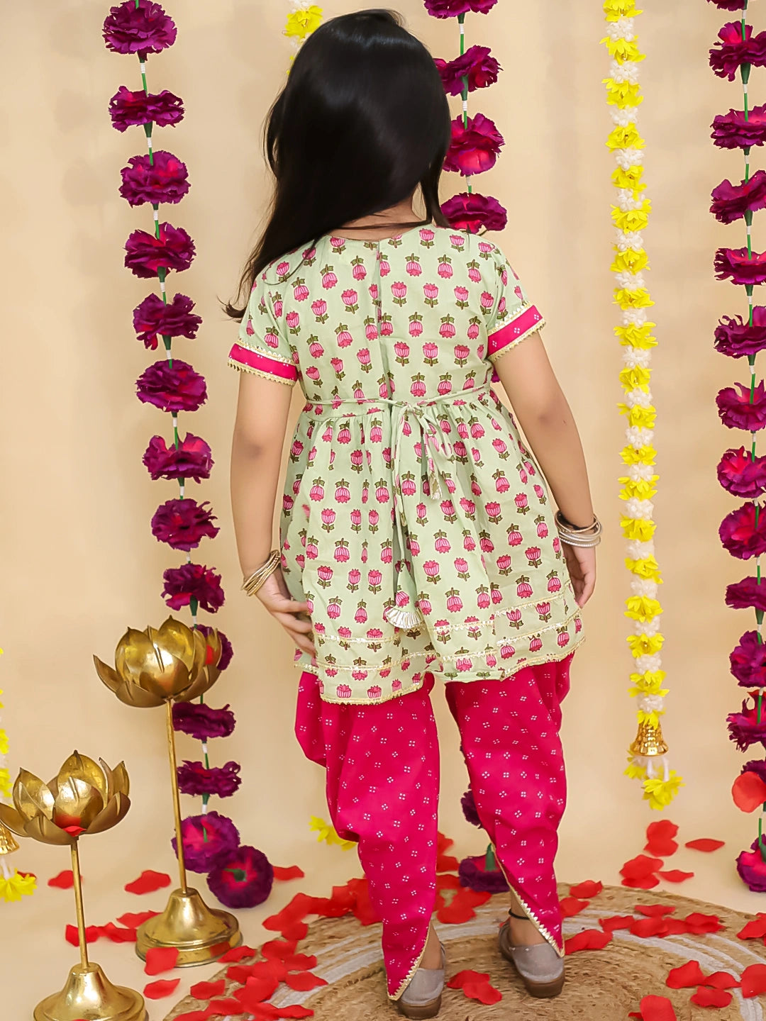 BownBee Festive Kurti Dhoti With Dhoti Kurta Sibling Set For Infants