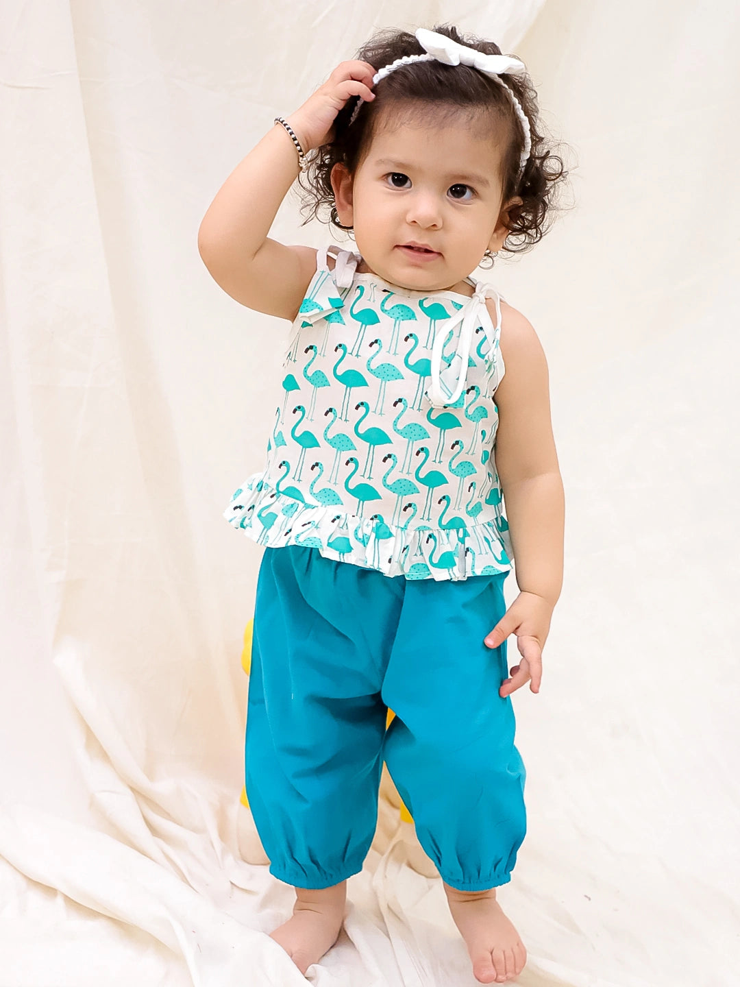 Bownbee Girls Cotton Clothing Set For Infants  - Printed - Yellow