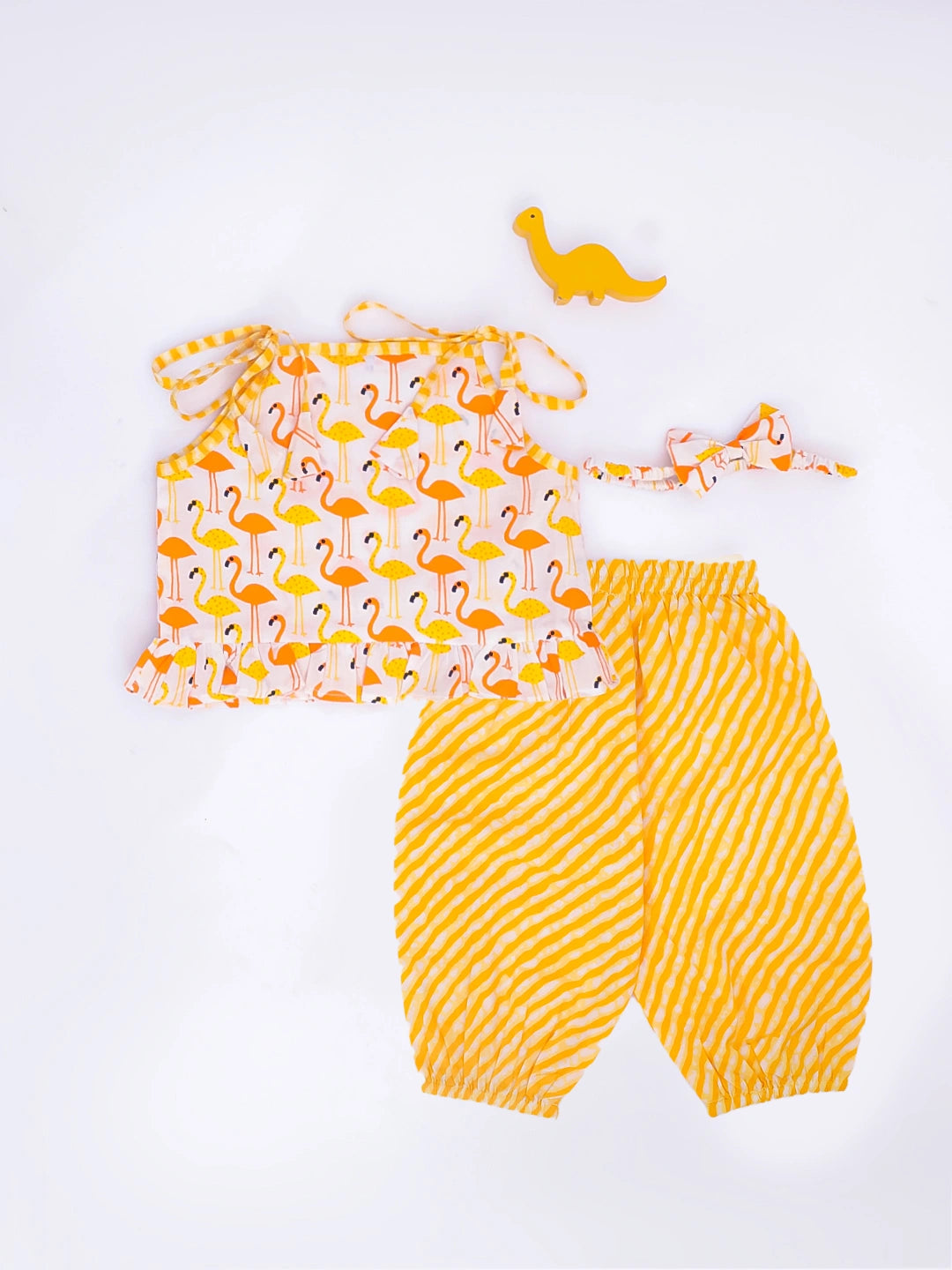 Bownbee Girls Cotton Clothing Set For Infants  - Printed - Yellow
