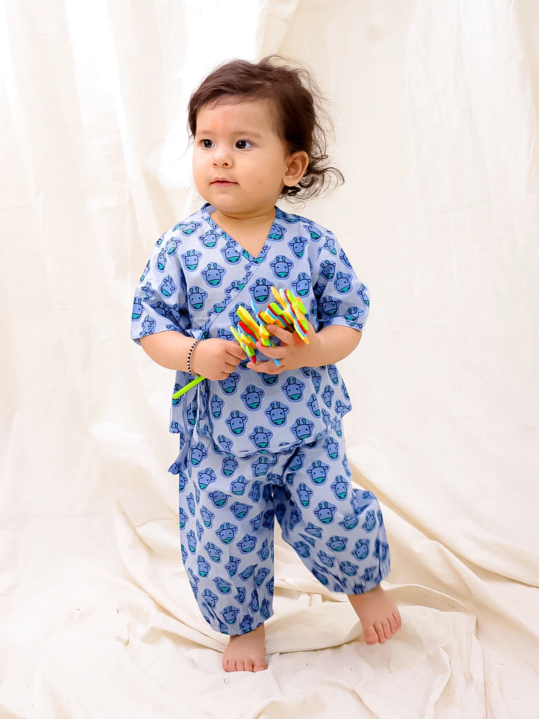 BownBee Short Sleeve Jhabla & Harem Set For Infant Girls