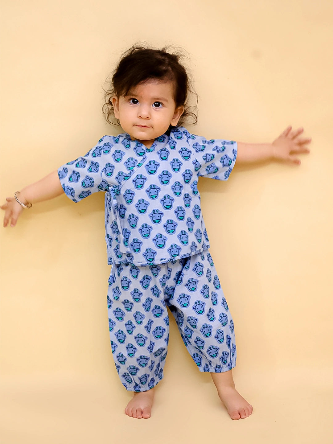 BownBee Short Sleeve Jhabla & Harem Set For Infant Girls