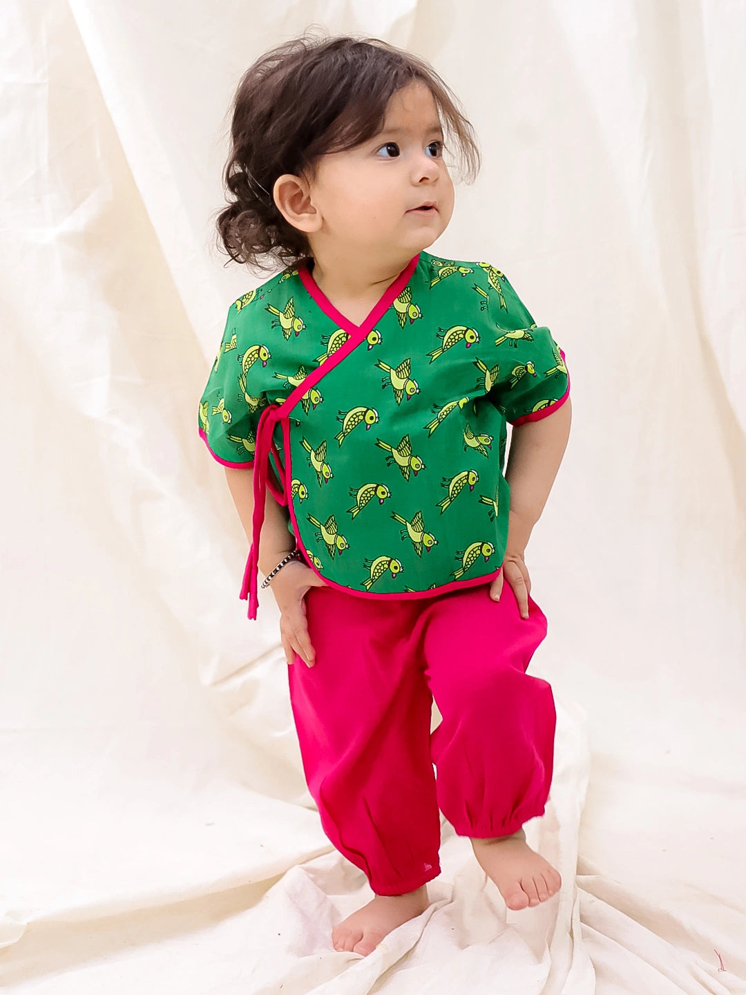 BownBee Short Sleeve Jhabla & Harem Set For Infant Girls