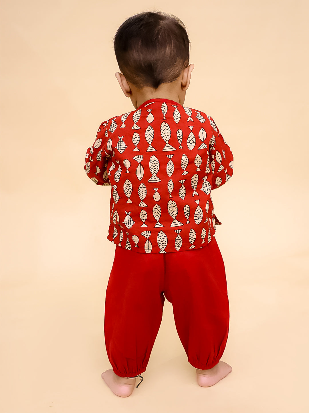 BownBee Full Sleeves Jhabla & Harem Set For Infant Boys - Maroon