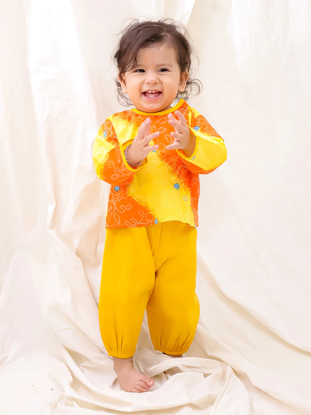 BownBee Short Full Sleeves Jhabla & Harem Set For Infant Girls