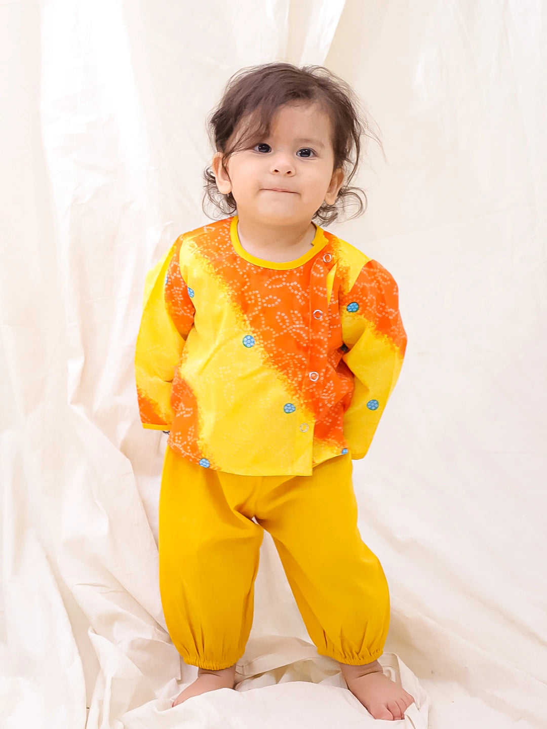 BownBee Short Full Sleeves Jhabla & Harem Set For Infant Girls