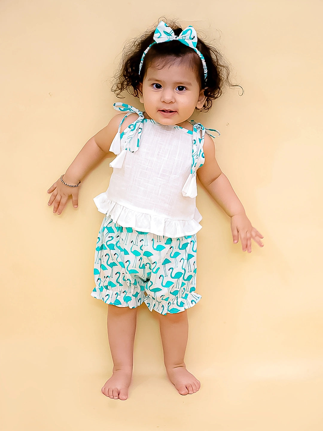 Bownbee Girls Cotton Clothing Set For Infants  - Printed - Yellow