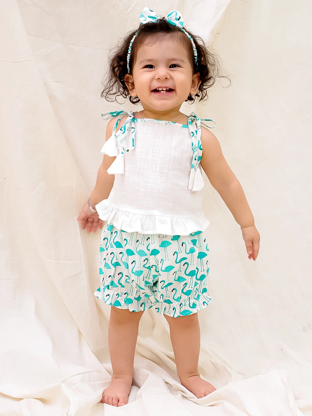 Bownbee Girls Cotton Clothing Set For Infants  - Printed - Yellow