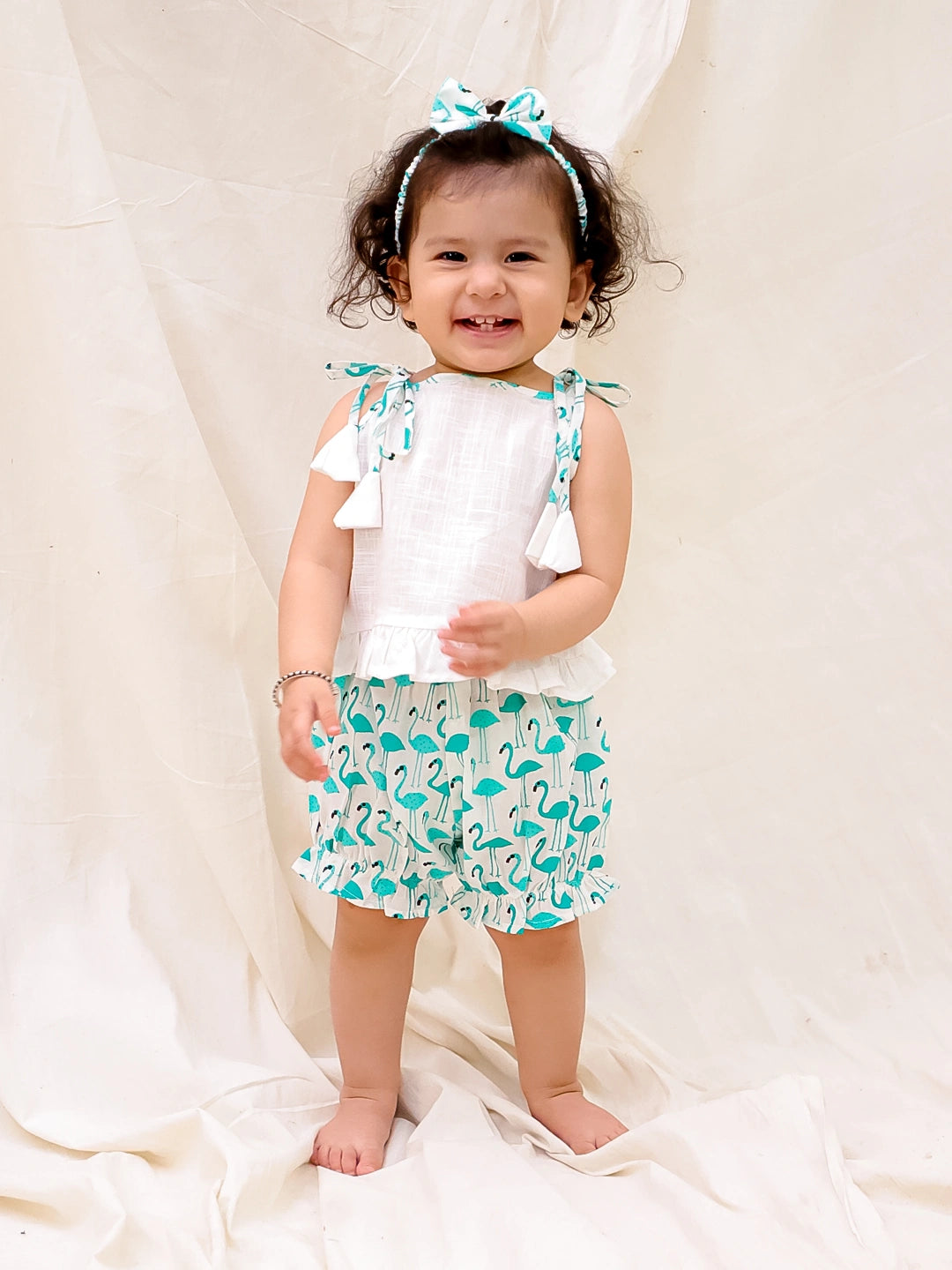 Bownbee Girls Cotton Clothing Set For Infants  - Printed - White