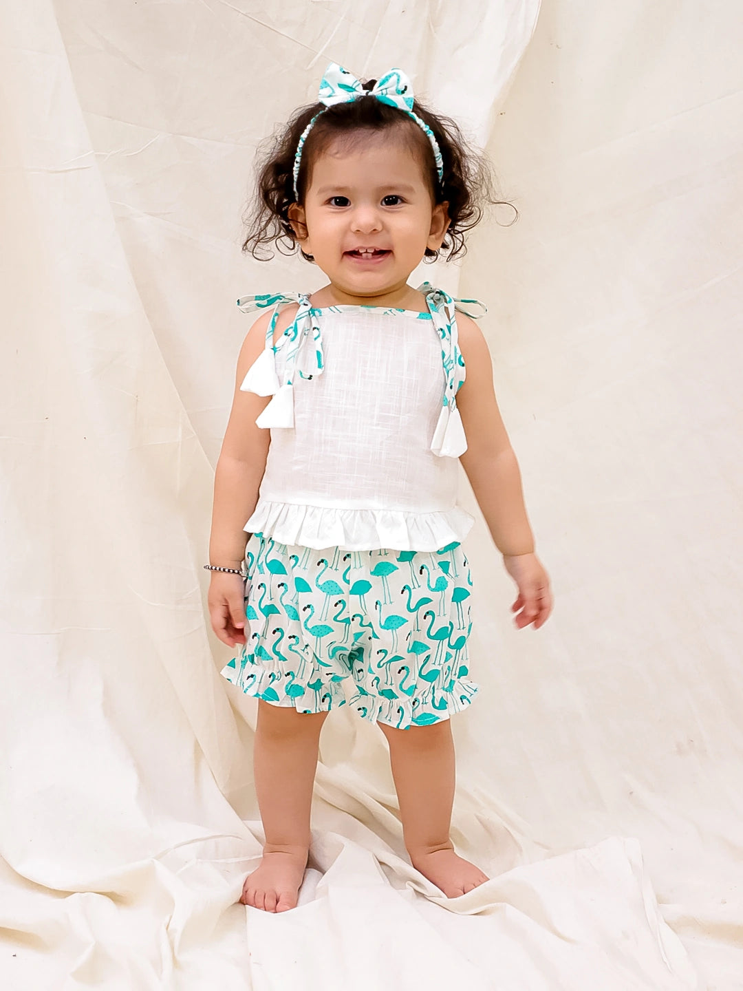 Bownbee Girls Cotton Clothing Set For Infants  - Printed - White