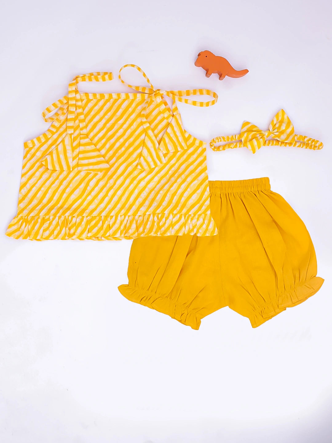 Bownbee Girls Cotton Clothing Set For Infants  - Printed - Yellow