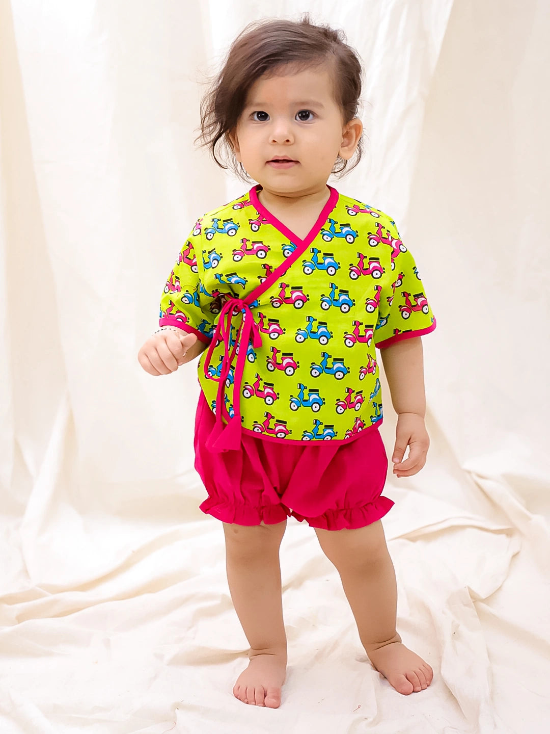 BownBee Full Sleeves Jhabla & Shorts Set For Infant Girls