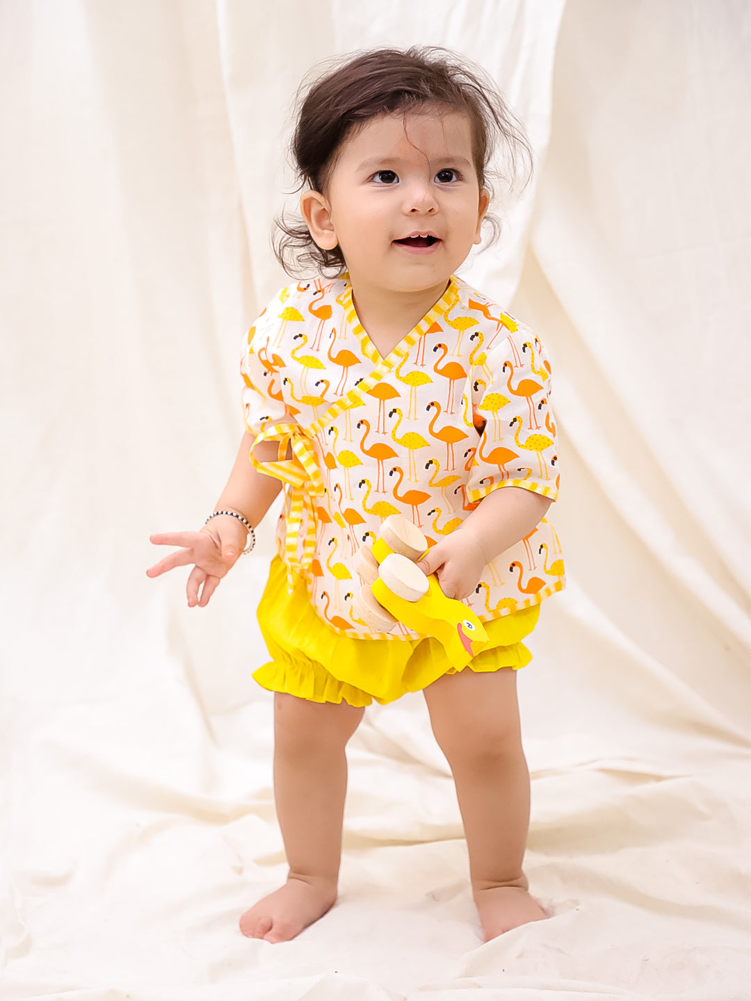 BownBee Short Sleeve  Jhabla & Shorts Set For Infant Boys - Green