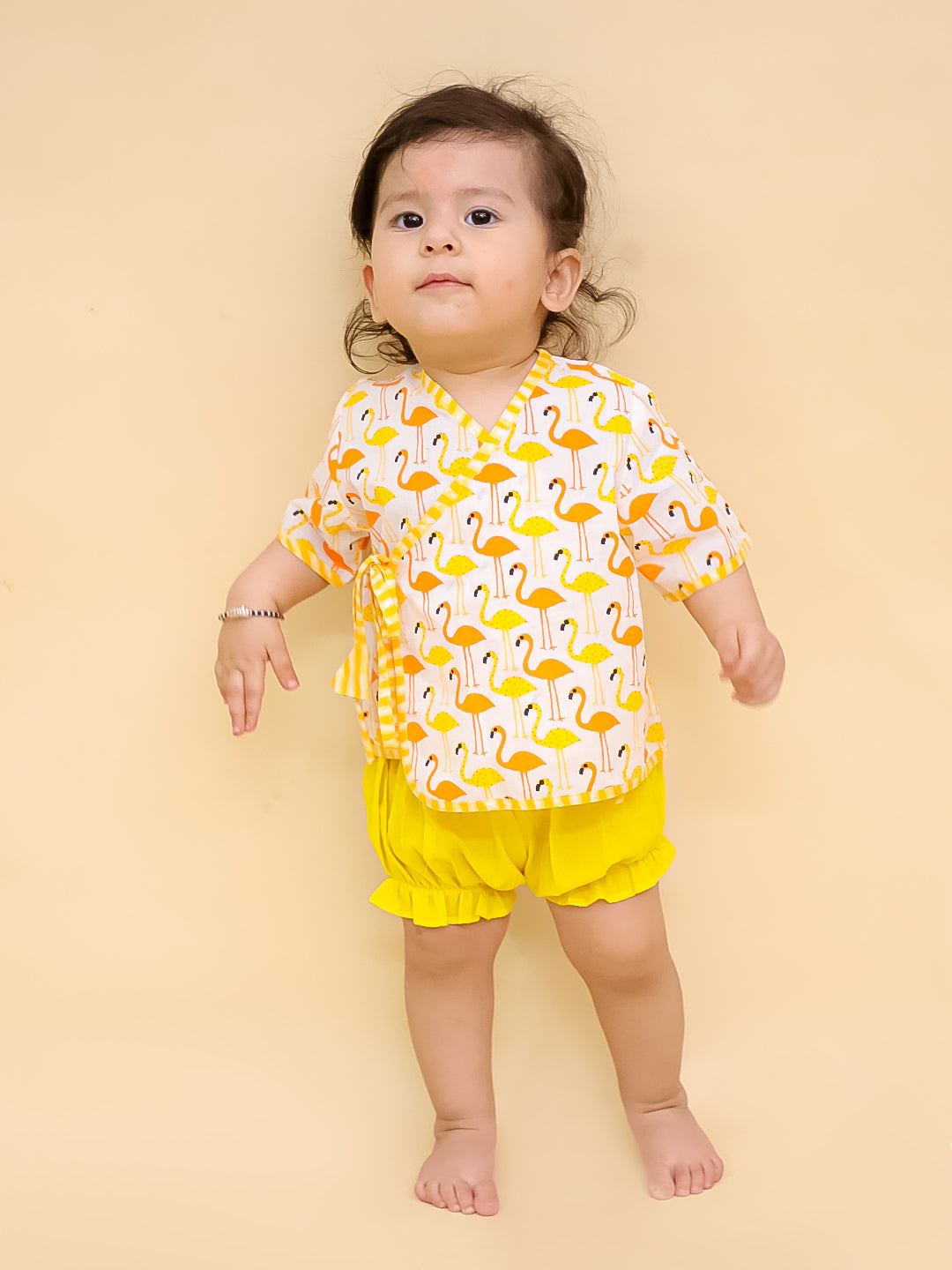 BownBee Short Sleeve  Jhabla & Shorts Set For Infant Boys - Green