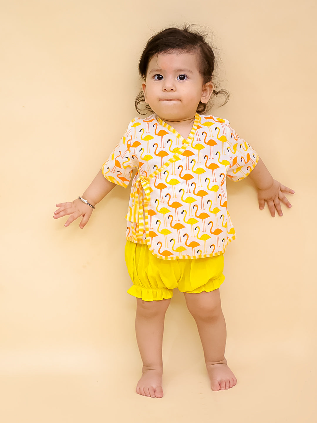 BownBee Short Sleeve  Jhabla & Shorts Set For Infant Boys - Green