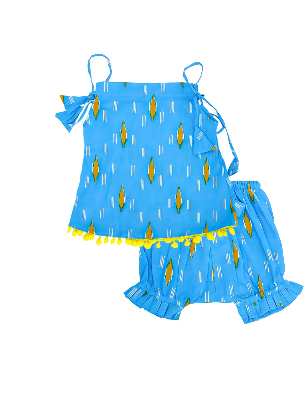 BownBee Infants Pure Cotton Printed Sleeves Jhabla Set for Girls | Soft & Comfortable Baby Wear- White